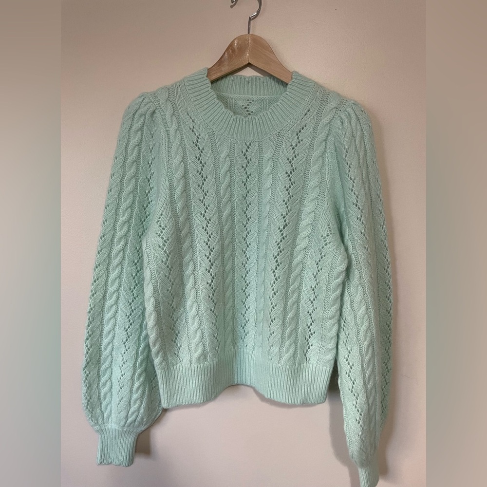 NEW Needle & Thread Midline Jumper Sweater Alpaca Wool Blend Mint Green | size S - Picture 4 of 10